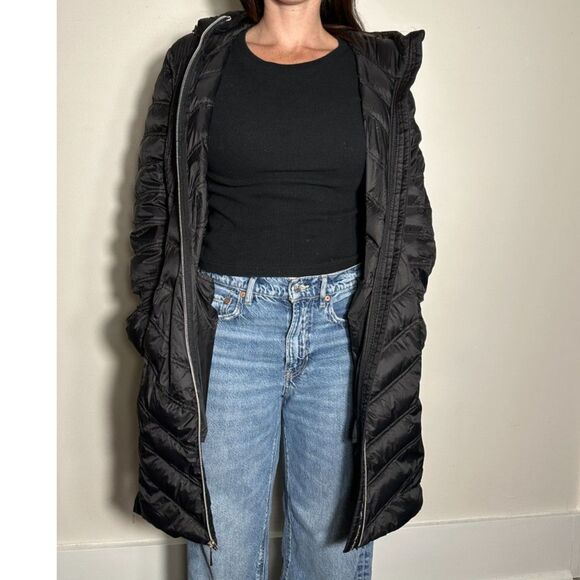 Michael Kors Black Puffer Parker Jacket Ultra Light Weight Down Fill Size XL - Picture 1 of 5